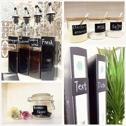 Wavy Shape Chalkboard Labels,Erasable Reusable Blackboard Stickers with 1 Liquid Chalk Pen,150 Pieces,for Jars, Spice, Craft, Home, Kitchen, Parties Decoration, Craft Rooms, Weddings