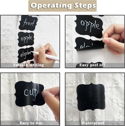 Wavy Shape Chalkboard Labels,Erasable Reusable Blackboard Stickers with 1 Liquid Chalk Pen,150 Pieces,for Jars, Spice, Craft, Home, Kitchen, Parties Decoration, Craft Rooms, Weddings