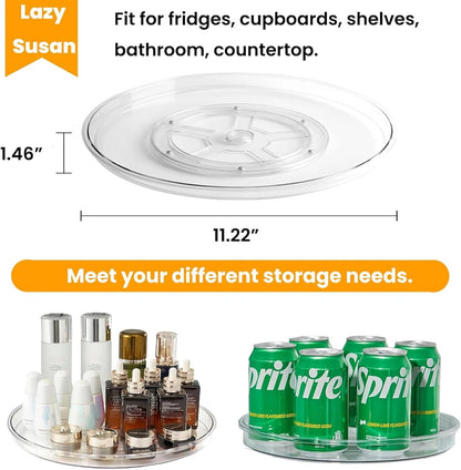 Large 13" Lazy Susan Cabinet Organizer, Non-Skid Lazy Susan Turntable Clear Lazy Susan Tray Storage Containers for Pantry, Kitchen, Countertop, Bathroom-2 Pack