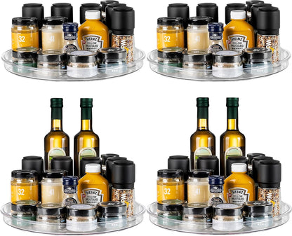 Large 13" Lazy Susan Cabinet Organizer, Non-Skid Lazy Susan Turntable Clear Lazy Susan Tray Storage Containers for Pantry, Kitchen, Countertop, Bathroom-2 Pack