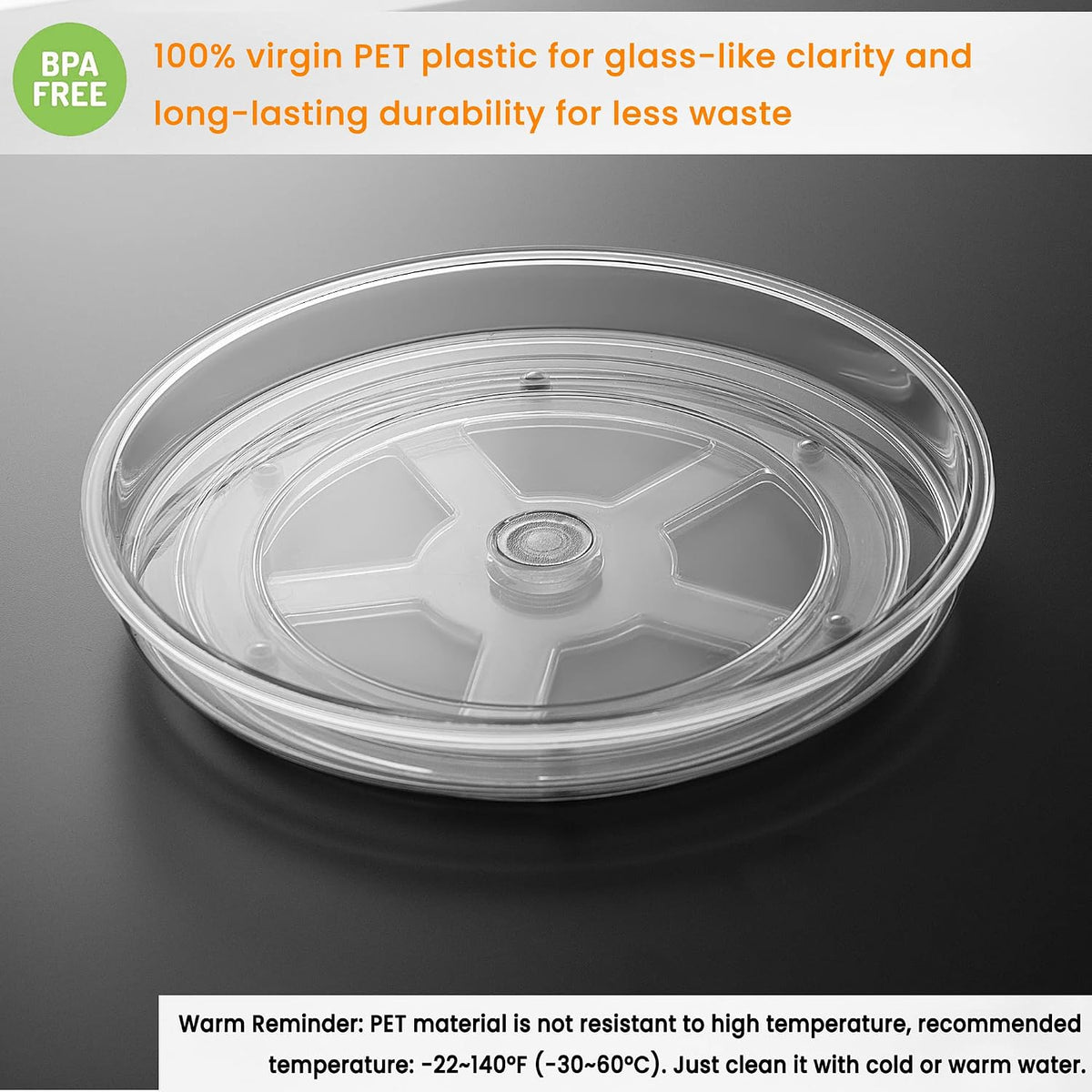 Large 13" Lazy Susan Cabinet Organizer, Non-Skid Lazy Susan Turntable Clear Lazy Susan Tray Storage Containers for Pantry, Kitchen, Countertop, Bathroom-2 Pack