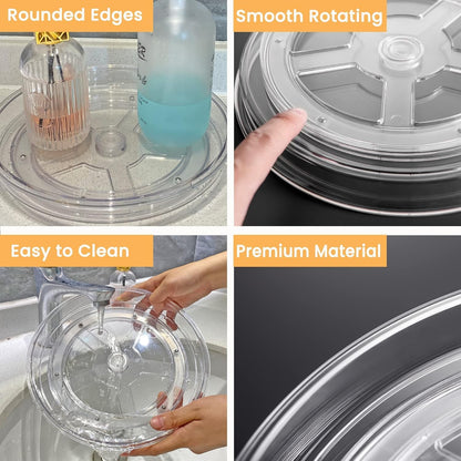 Large 13" Lazy Susan Cabinet Organizer, Non-Skid Lazy Susan Turntable Clear Lazy Susan Tray Storage Containers for Pantry, Kitchen, Countertop, Bathroom-2 Pack