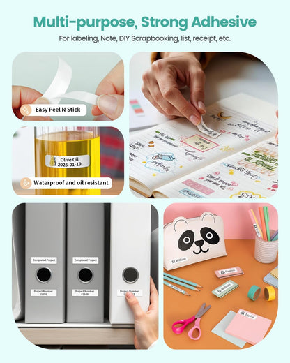 D30 Label Tape, Black on Transparent Clear Sticker Thermal Paper | for D30 D35 Q30 Q30S Label Maker, Self-Adhesive Label Maker Tape, 14mm x 30mm (0.55 x 1.18 Inch) 210 Labels/Roll, 3-Roll
