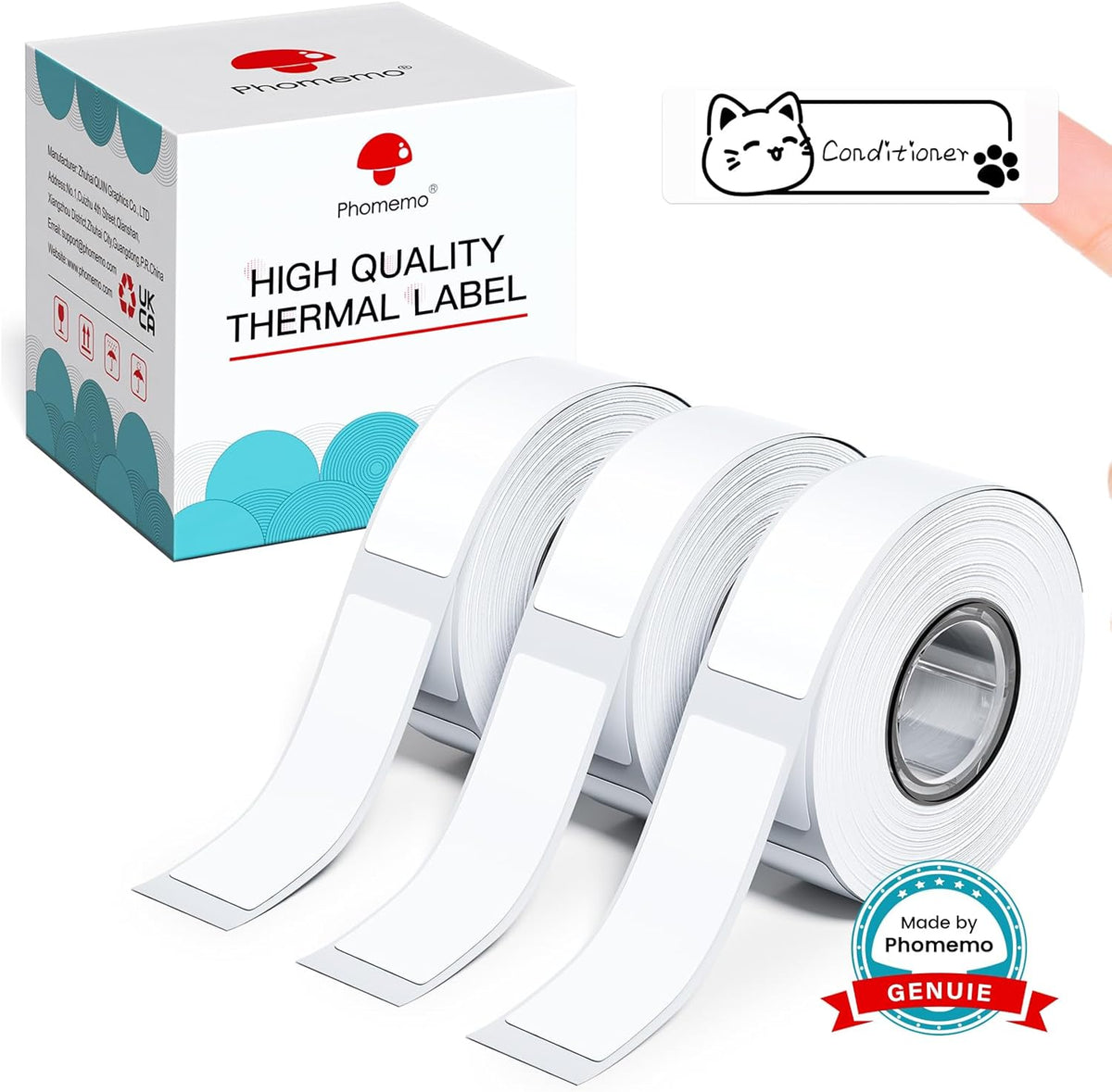 D30 Label Tape, Black on Transparent Clear Sticker Thermal Paper | for D30 D35 Q30 Q30S Label Maker, Self-Adhesive Label Maker Tape, 14mm x 30mm (0.55 x 1.18 Inch) 210 Labels/Roll, 3-Roll