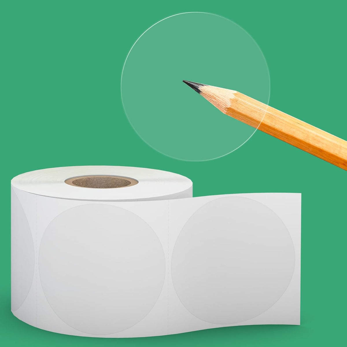 2 Inch Clear Round Sticker Seals, 1 Roll, 500 PCS | Transparent Pvc, Strong Self-Adhesive Backing Holds on Paper, Plastic, Glass and Cardboard