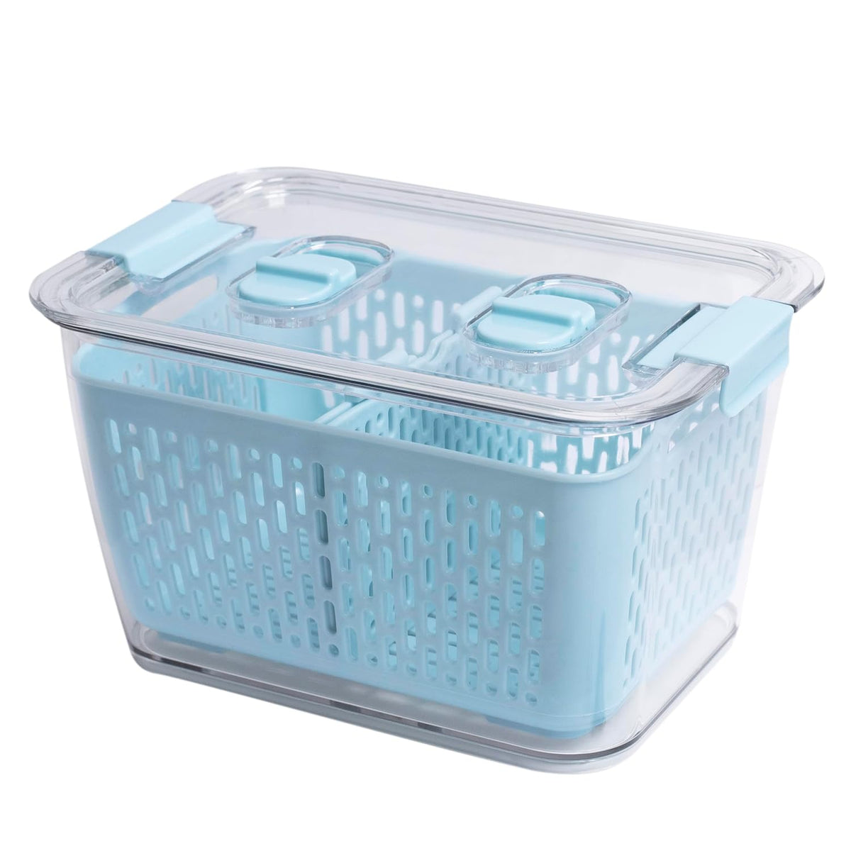 Colander Bin, Produce Saver, Fridge Organizer With Lid, Wash, Strain and Store, Great for Refrigerator, Freezer and Pantry, Medium, Mint Green, Pack of 1