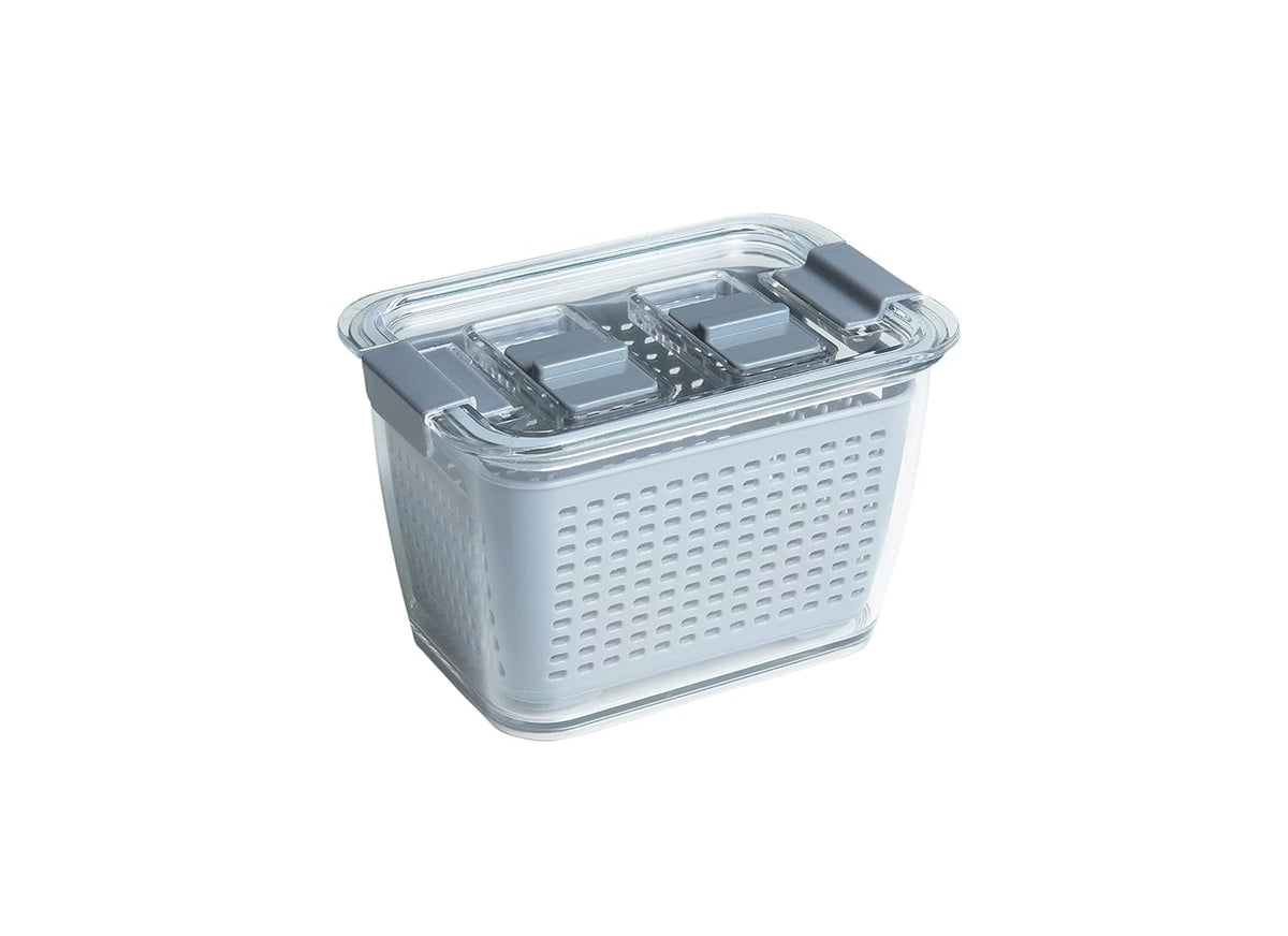Colander Bin, Produce Saver, Fridge Organizer With Lid, Wash, Strain and Store, Great for Refrigerator, Freezer and Pantry, Medium, Mint Green, Pack of 1