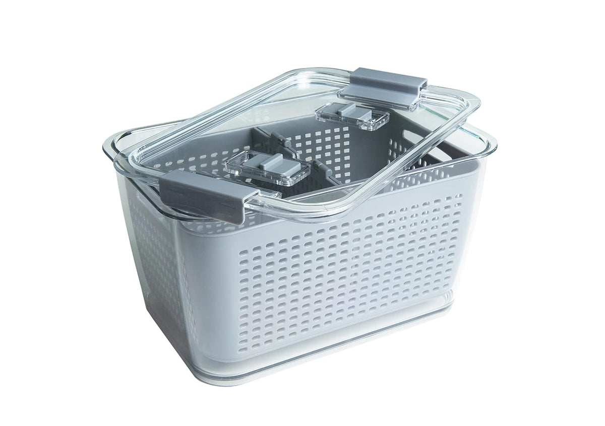 Colander Bin, Produce Saver, Fridge Organizer With Lid, Wash, Strain and Store, Great for Refrigerator, Freezer and Pantry, Medium, Mint Green, Pack of 1
