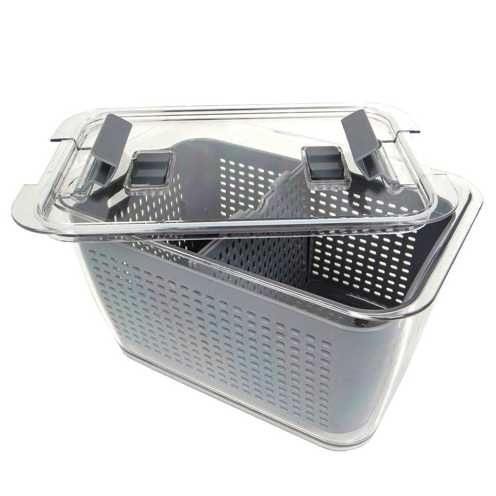 Colander Bin, Produce Saver, Fridge Organizer With Lid, Wash, Strain and Store, Great for Refrigerator, Freezer and Pantry, Medium, Mint Green, Pack of 1