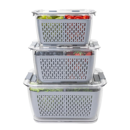 Colander Bin, Produce Saver, Fridge Organizer With Lid, Wash, Strain and Store, Great for Refrigerator, Freezer and Pantry, Medium, Mint Green, Pack of 1