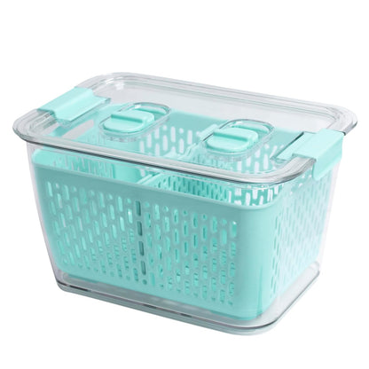 Colander Bin, Produce Saver, Fridge Organizer With Lid, Wash, Strain and Store, Great for Refrigerator, Freezer and Pantry, Medium, Mint Green, Pack of 1