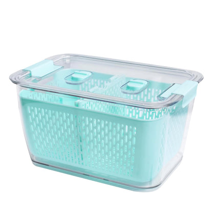 Colander Bin, Produce Saver, Fridge Organizer With Lid, Wash, Strain and Store, Great for Refrigerator, Freezer and Pantry, Medium, Mint Green, Pack of 1