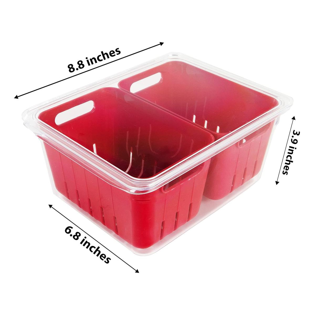 Colander Bin, Produce Saver, Fridge Organizer With Lid, Wash, Strain and Store, Great for Refrigerator, Freezer and Pantry, Medium, Mint Green, Pack of 1