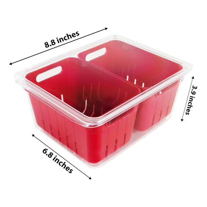 Colander Bin, Produce Saver, Fridge Organizer With Lid, Wash, Strain and Store, Great for Refrigerator, Freezer and Pantry, Medium, Mint Green, Pack of 1
