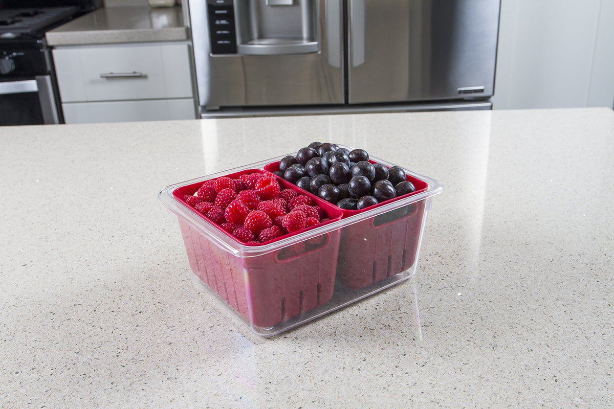 Colander Bin, Produce Saver, Fridge Organizer With Lid, Wash, Strain and Store, Great for Refrigerator, Freezer and Pantry, Medium, Mint Green, Pack of 1