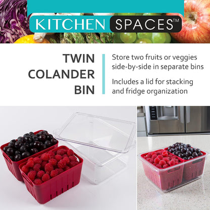Colander Bin, Produce Saver, Fridge Organizer With Lid, Wash, Strain and Store, Great for Refrigerator, Freezer and Pantry, Medium, Mint Green, Pack of 1