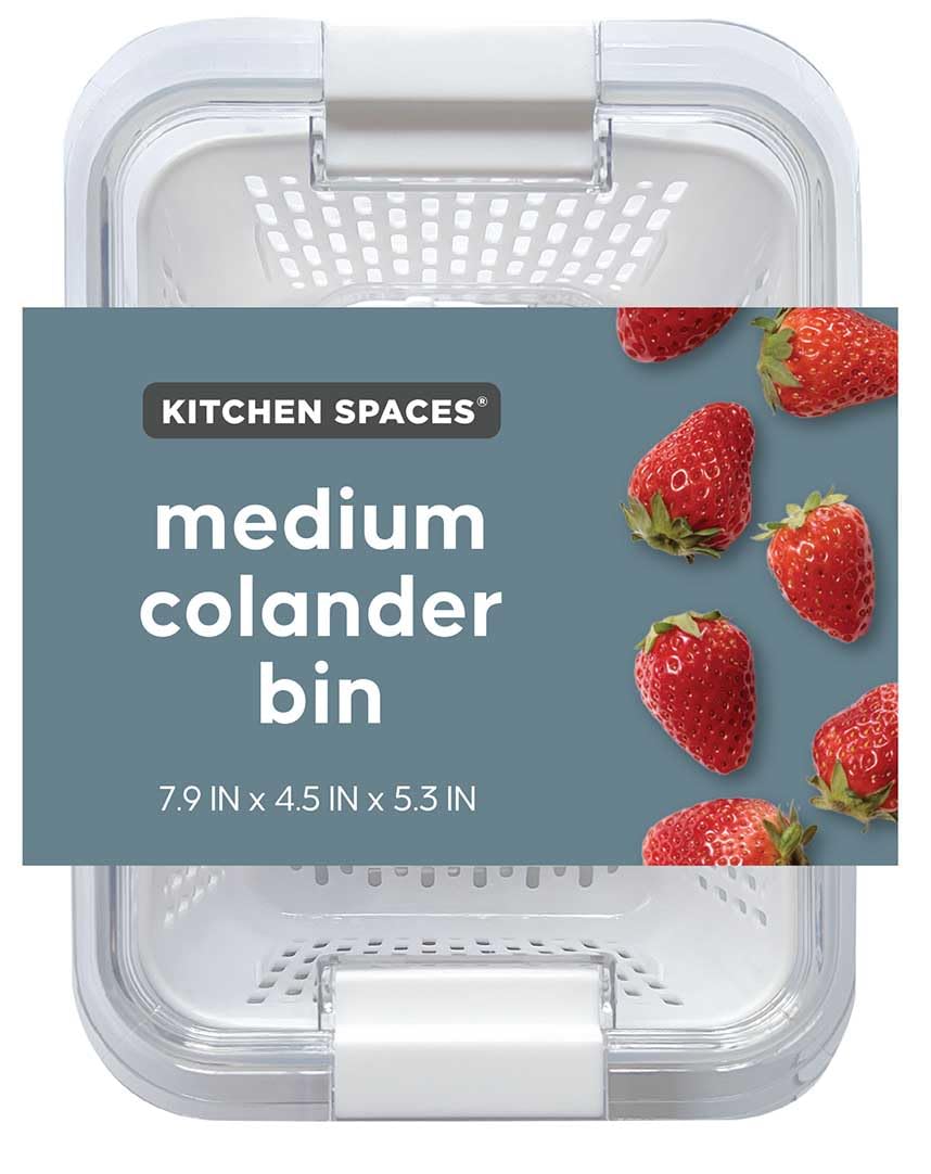 Colander Bin, Produce Saver, Fridge Organizer With Lid, Wash, Strain and Store, Great for Refrigerator, Freezer and Pantry, Medium, Mint Green, Pack of 1