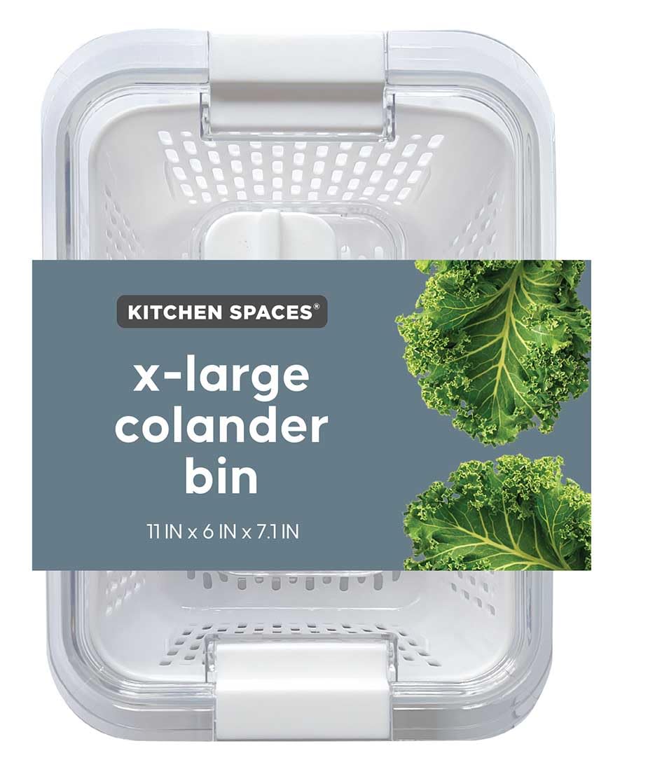 Colander Bin, Produce Saver, Fridge Organizer With Lid, Wash, Strain and Store, Great for Refrigerator, Freezer and Pantry, Medium, Mint Green, Pack of 1