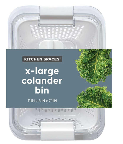 Colander Bin, Produce Saver, Fridge Organizer With Lid, Wash, Strain and Store, Great for Refrigerator, Freezer and Pantry, Medium, Mint Green, Pack of 1