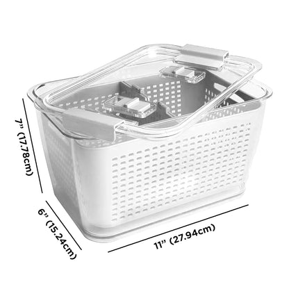Colander Bin, Produce Saver, Fridge Organizer With Lid, Wash, Strain and Store, Great for Refrigerator, Freezer and Pantry, Medium, Mint Green, Pack of 1