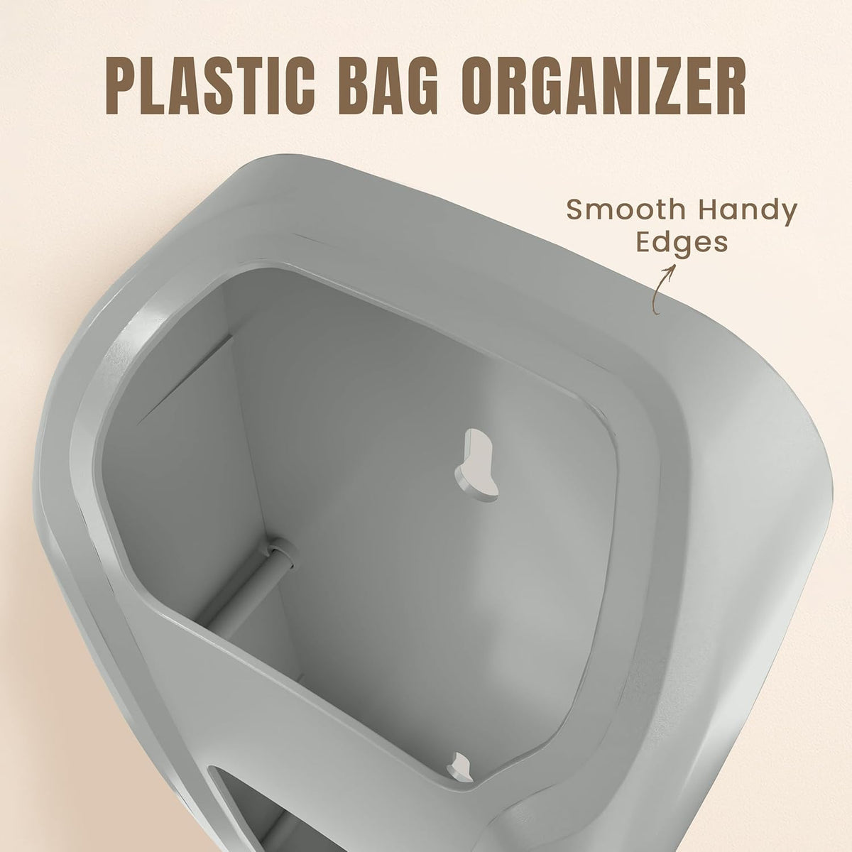 Plastic Bag Holder For Grocery Bags, Durable Plastic Bag Organizer Wall Mount, Storage Organizer & Saver for Grocery, Shopping & Trash Bags, White