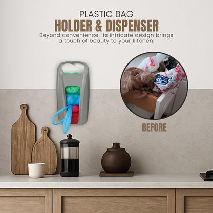 Plastic Bag Holder For Grocery Bags, Durable Plastic Bag Organizer Wall Mount, Storage Organizer & Saver for Grocery, Shopping & Trash Bags, White