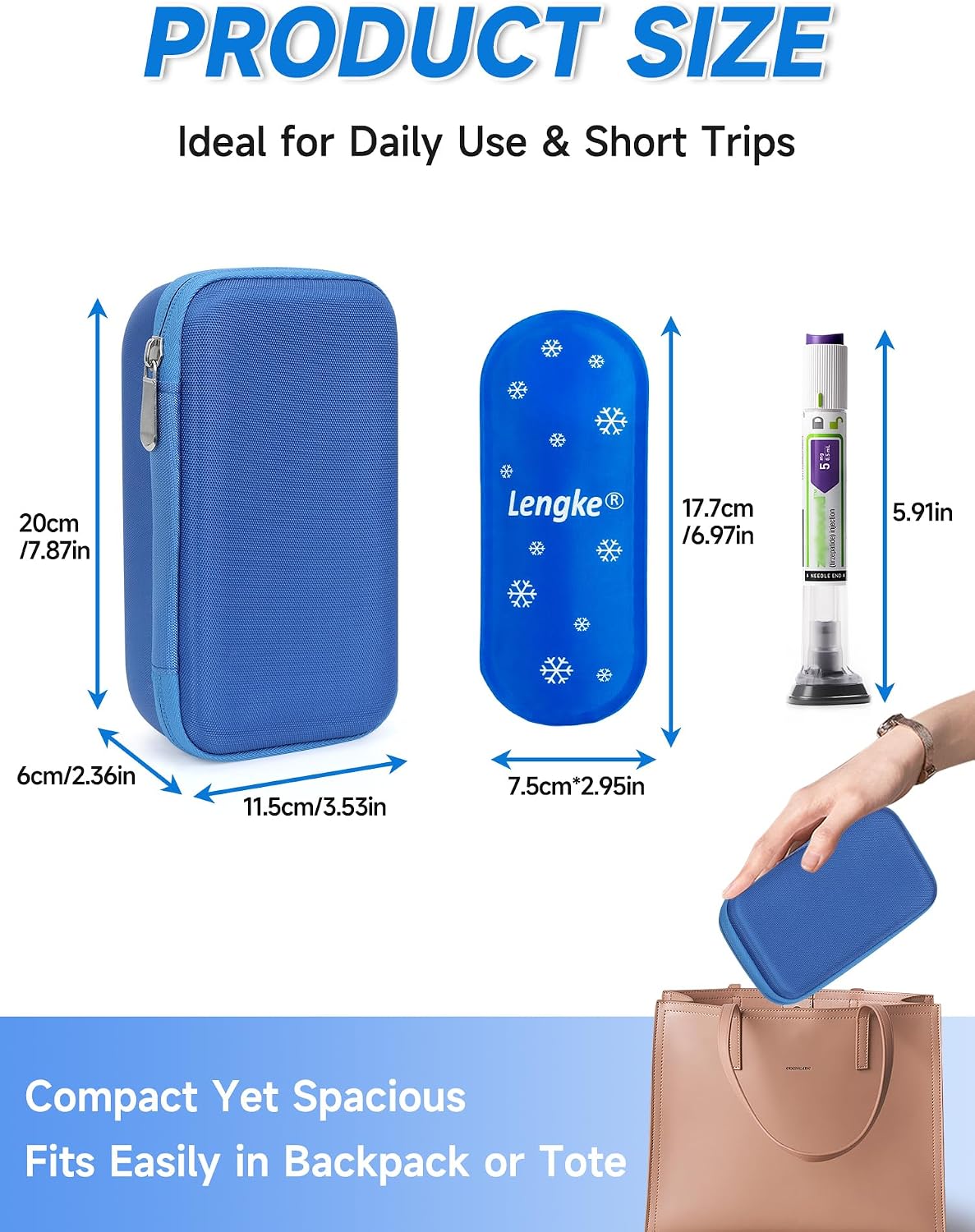 GLP-1 Travel case Fits 4 Zpbound or Mounjaro Injector Pens (Black） | 2 × 100g TSA Approved Reusable Ice Packs, 8–10H Cool, Fits Most GLP-1 Pens, Waterproof EVA Medicine Organizer for Daily Use
