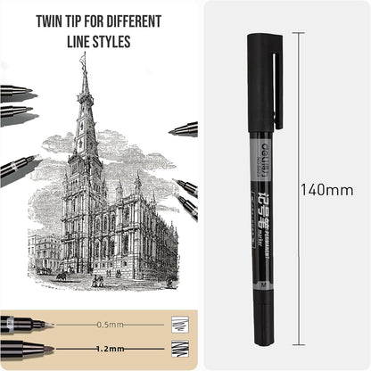 deli 12 Count Black Dual Tip Waterproof Permanent Marker Pens Bulk