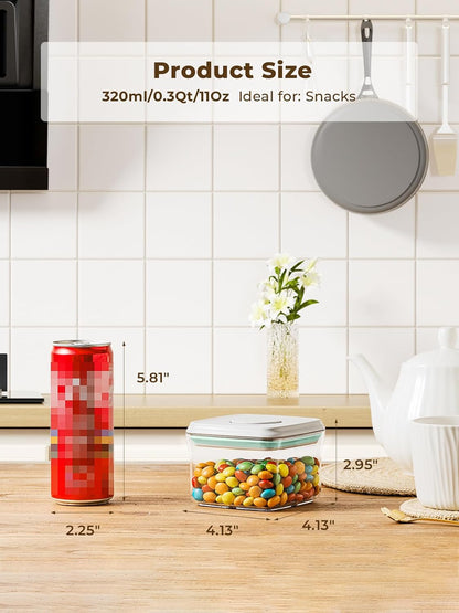 Airtight Food Storage Containers, 5 Sizes, Pop-Top Lids | Clear Stackable Pantry Canisters for Flour, Sugar, Cereal, Pasta, Oats, Coffee, Snacks and Everyday Home Baking Ingredients