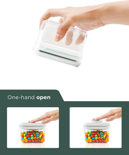 Airtight Food Storage Containers, 5 Sizes, Pop-Top Lids | Clear Stackable Pantry Canisters for Flour, Sugar, Cereal, Pasta, Oats, Coffee, Snacks and Everyday Home Baking Ingredients