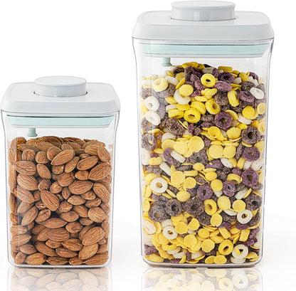 Airtight Food Storage Containers, 5 Sizes, Pop-Top Lids | Clear Stackable Pantry Canisters for Flour, Sugar, Cereal, Pasta, Oats, Coffee, Snacks and Everyday Home Baking Ingredients