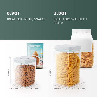 Airtight Food Storage Containers, 5 Sizes, Pop-Top Lids | Clear Stackable Pantry Canisters for Flour, Sugar, Cereal, Pasta, Oats, Coffee, Snacks and Everyday Home Baking Ingredients