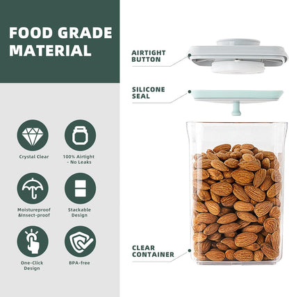 Airtight Food Storage Containers, 5 Sizes, Pop-Top Lids | Clear Stackable Pantry Canisters for Flour, Sugar, Cereal, Pasta, Oats, Coffee, Snacks and Everyday Home Baking Ingredients