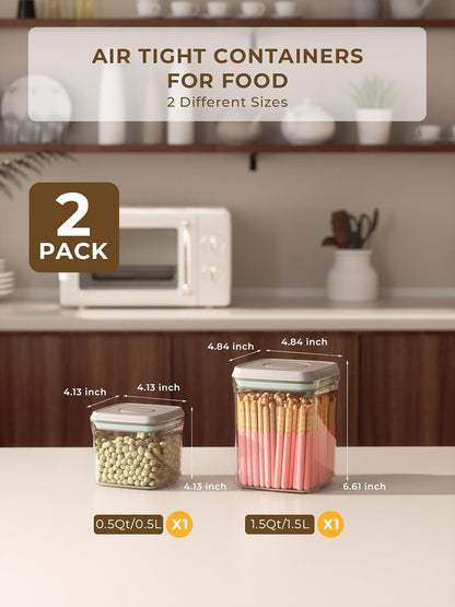 Airtight Food Storage Containers, 5 Sizes, Pop-Top Lids | Clear Stackable Pantry Canisters for Flour, Sugar, Cereal, Pasta, Oats, Coffee, Snacks and Everyday Home Baking Ingredients