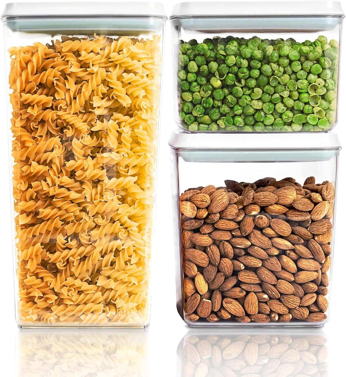 Airtight Food Storage Containers, 5 Sizes, Pop-Top Lids | Clear Stackable Pantry Canisters for Flour, Sugar, Cereal, Pasta, Oats, Coffee, Snacks and Everyday Home Baking Ingredients