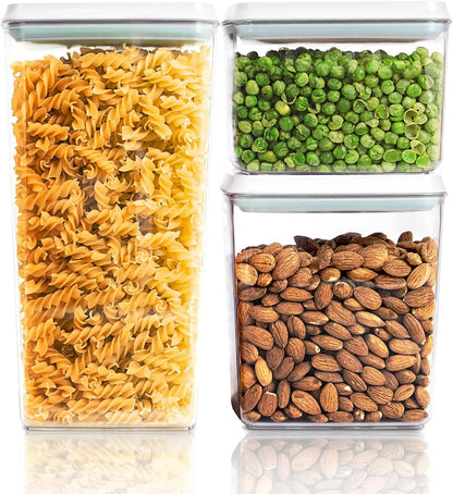 Airtight Food Storage Containers, 5 Sizes, Pop-Top Lids | Clear Stackable Pantry Canisters for Flour, Sugar, Cereal, Pasta, Oats, Coffee, Snacks and Everyday Home Baking Ingredients