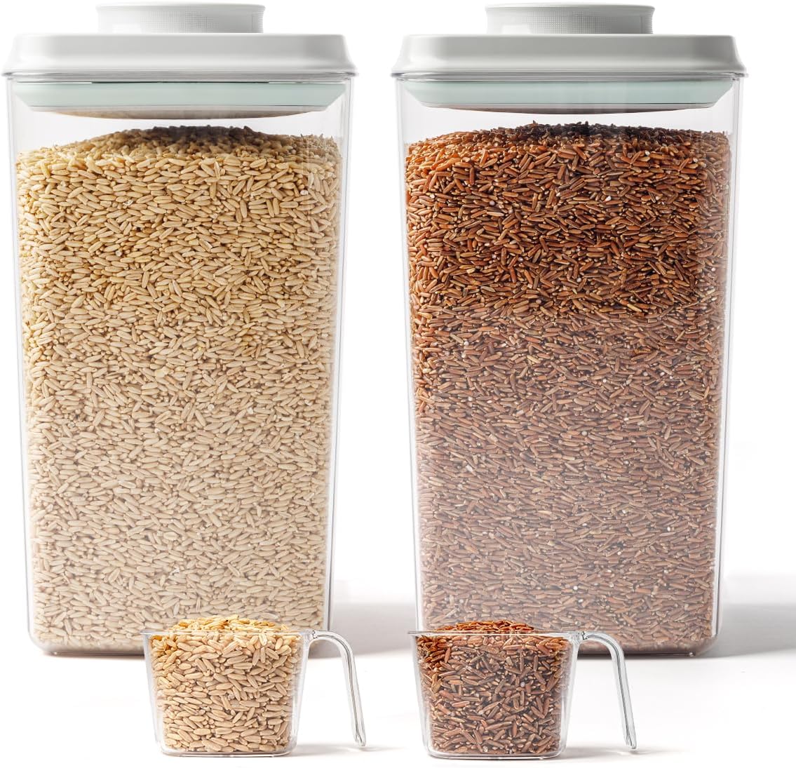 Airtight Food Storage Containers, 5 Sizes, Pop-Top Lids | Clear Stackable Pantry Canisters for Flour, Sugar, Cereal, Pasta, Oats, Coffee, Snacks and Everyday Home Baking Ingredients