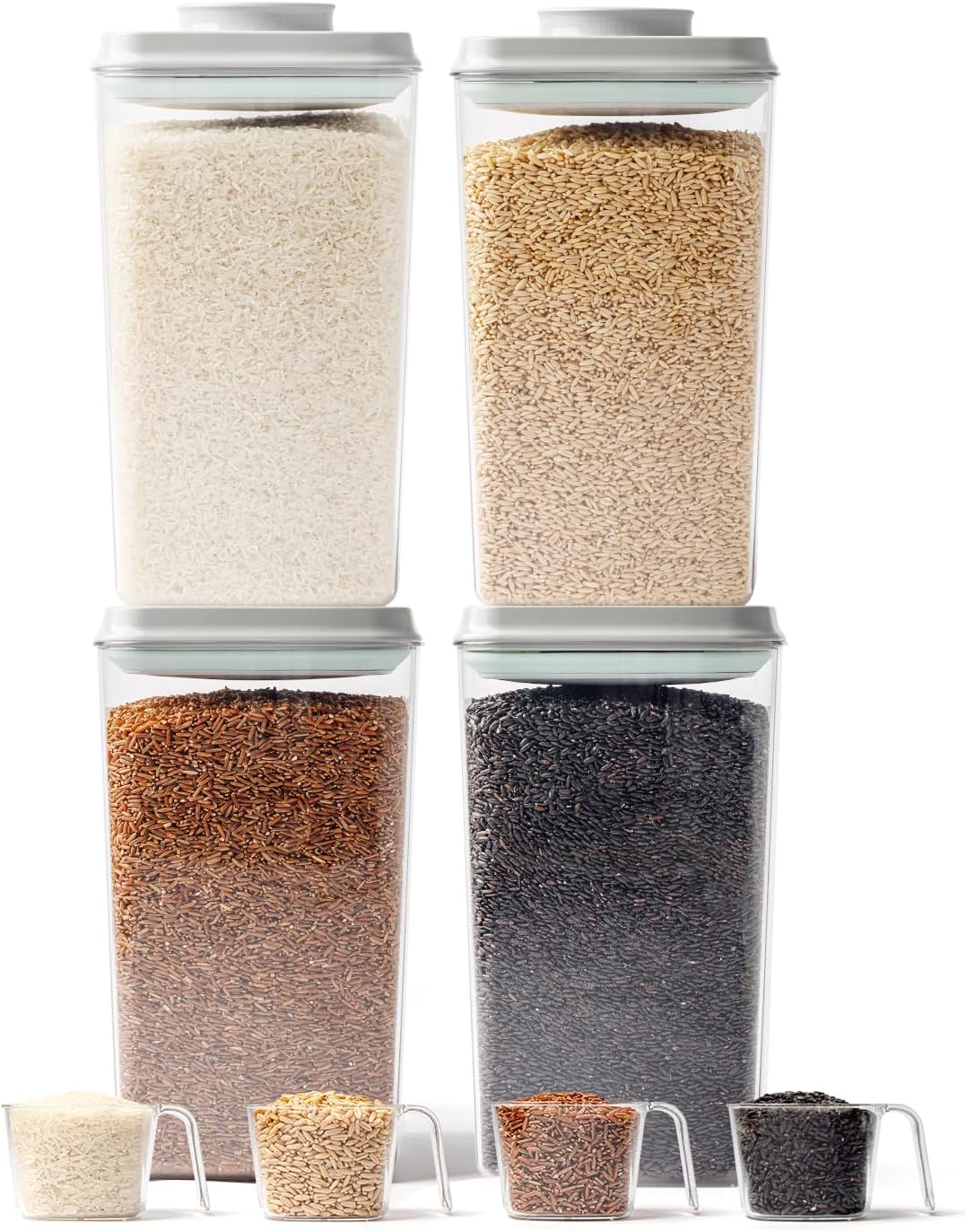 Airtight Food Storage Containers, 5 Sizes, Pop-Top Lids | Clear Stackable Pantry Canisters for Flour, Sugar, Cereal, Pasta, Oats, Coffee, Snacks and Everyday Home Baking Ingredients