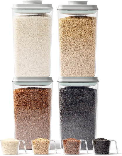 Airtight Food Storage Containers, 5 Sizes, Pop-Top Lids | Clear Stackable Pantry Canisters for Flour, Sugar, Cereal, Pasta, Oats, Coffee, Snacks and Everyday Home Baking Ingredients