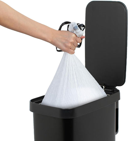 Glad Slim Trash Can with Clorox Odor Protection - Narrow Kitchen Garbage Bin with Soft Close Lid, Step On Foot Pedal and Waste Bag Roll Holder, All Stainless, 12 Gallon/45 Liter