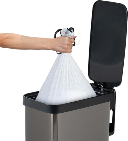 Glad Slim Trash Can with Clorox Odor Protection - Narrow Kitchen Garbage Bin with Soft Close Lid, Step On Foot Pedal and Waste Bag Roll Holder, All Stainless, 12 Gallon/45 Liter