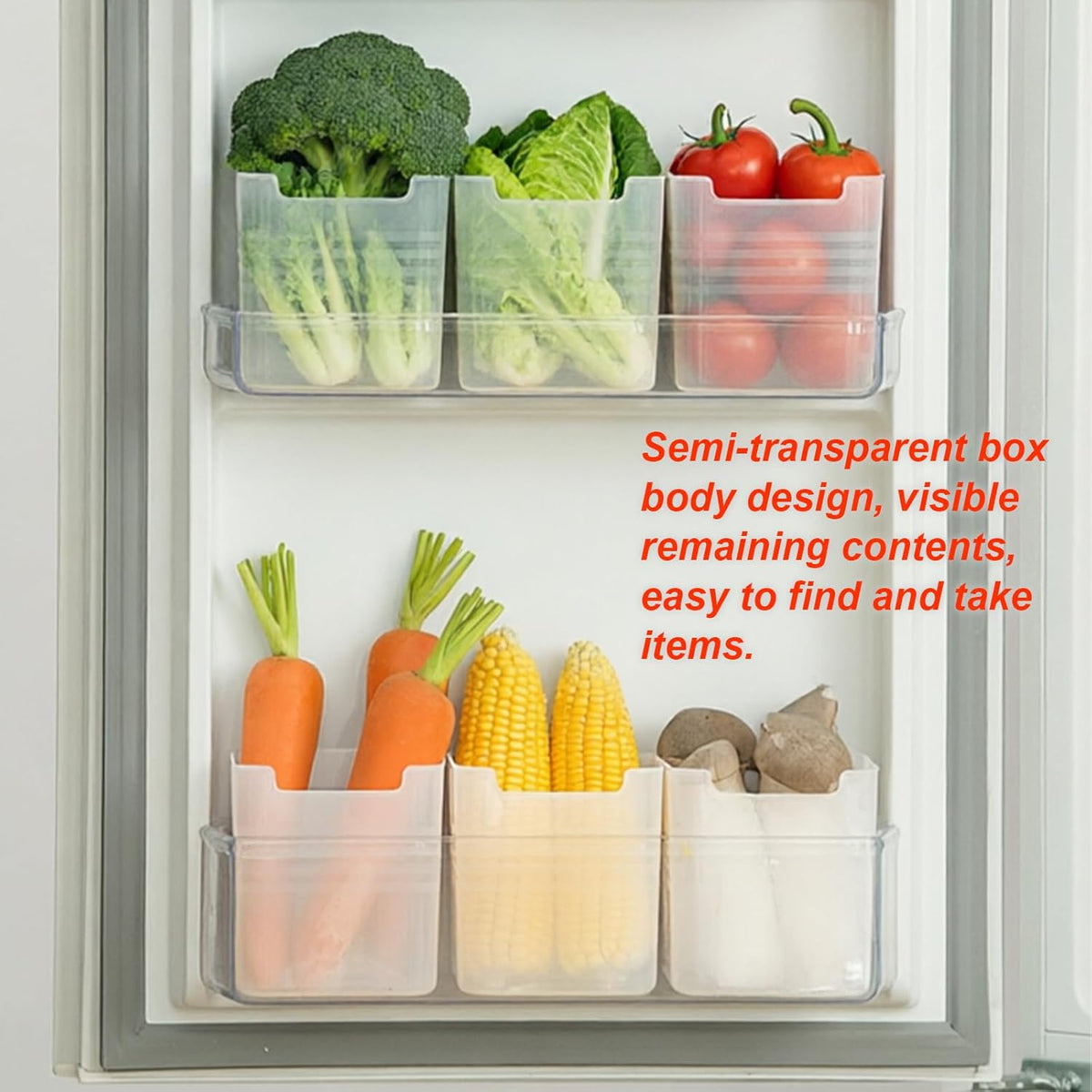 8Pcs Refrigerator Door Organizer Box,Fridge Side Door Storage Containers,Kitchen Organizer for Food, Spices, Condiments,Fruits,Garlic,Ginger,Herbs,Utensils,Small Tools,Pantry & Cabinet Organization