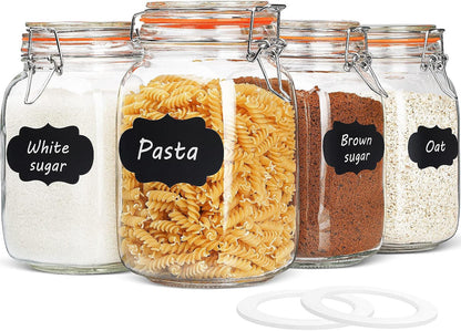 1.1 Gallon Wide Mouth Airtight Glass Storage Containers with Lids | 100% Airtight Lid, Flour Storage, Kombucha, Bulk Pantry Organization, Measurement Marks, Pickling, Fermenting, Snacks