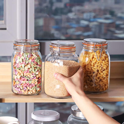 1.1 Gallon Wide Mouth Airtight Glass Storage Containers with Lids | 100% Airtight Lid, Flour Storage, Kombucha, Bulk Pantry Organization, Measurement Marks, Pickling, Fermenting, Snacks