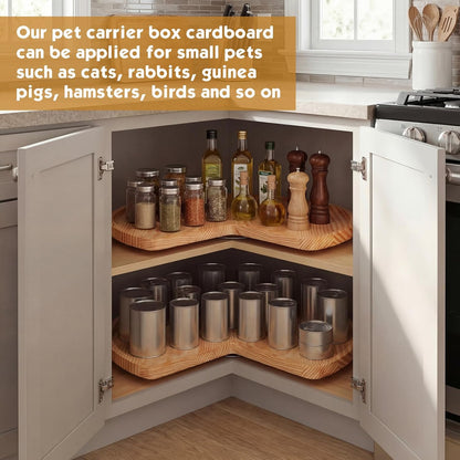 3 Pcs 24 Inch Banded Pine Wood Full Kidney Shaped Lazy Susan for Corner Base Cabinets with Steel Swivel Bearing for Kitchen Turntables Pantry Spice Can Storage, Not Include Metal Rod