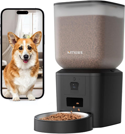 Automatic Dog Feeder - 8L/34 Cups Large Capacity Automatic Cat Food Dispenser with LCD Screen, Large Food Tray, Battery Operated, Timed Cat Feeder, Up to 50 Portions 6 Meals Per Day, Keeps Fresh