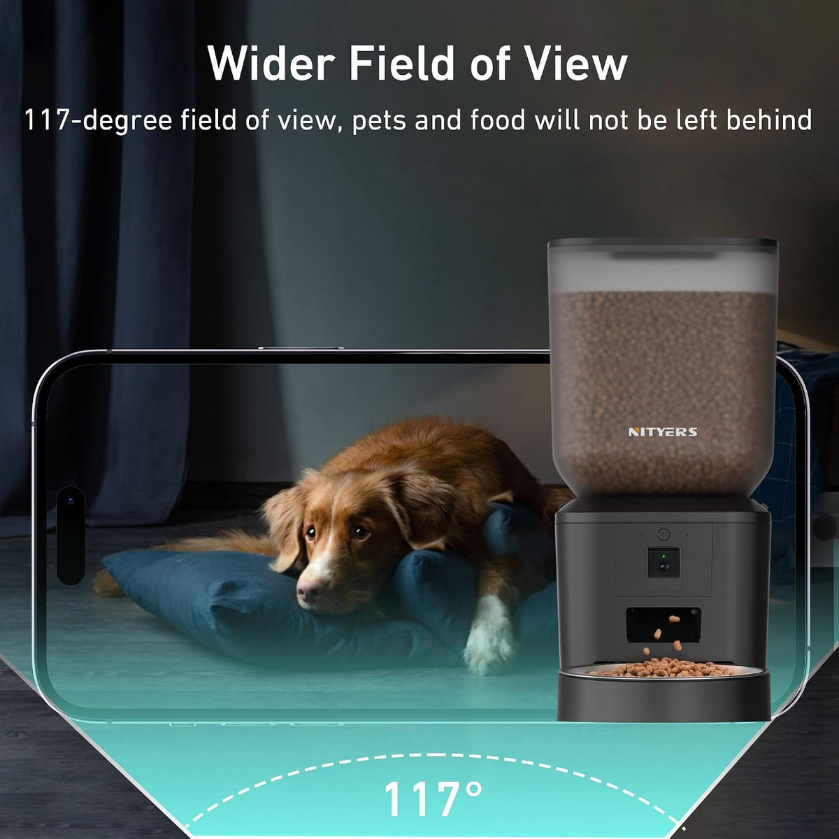 Automatic Dog Feeder - 8L/34 Cups Large Capacity Automatic Cat Food Dispenser with LCD Screen, Large Food Tray, Battery Operated, Timed Cat Feeder, Up to 50 Portions 6 Meals Per Day, Keeps Fresh