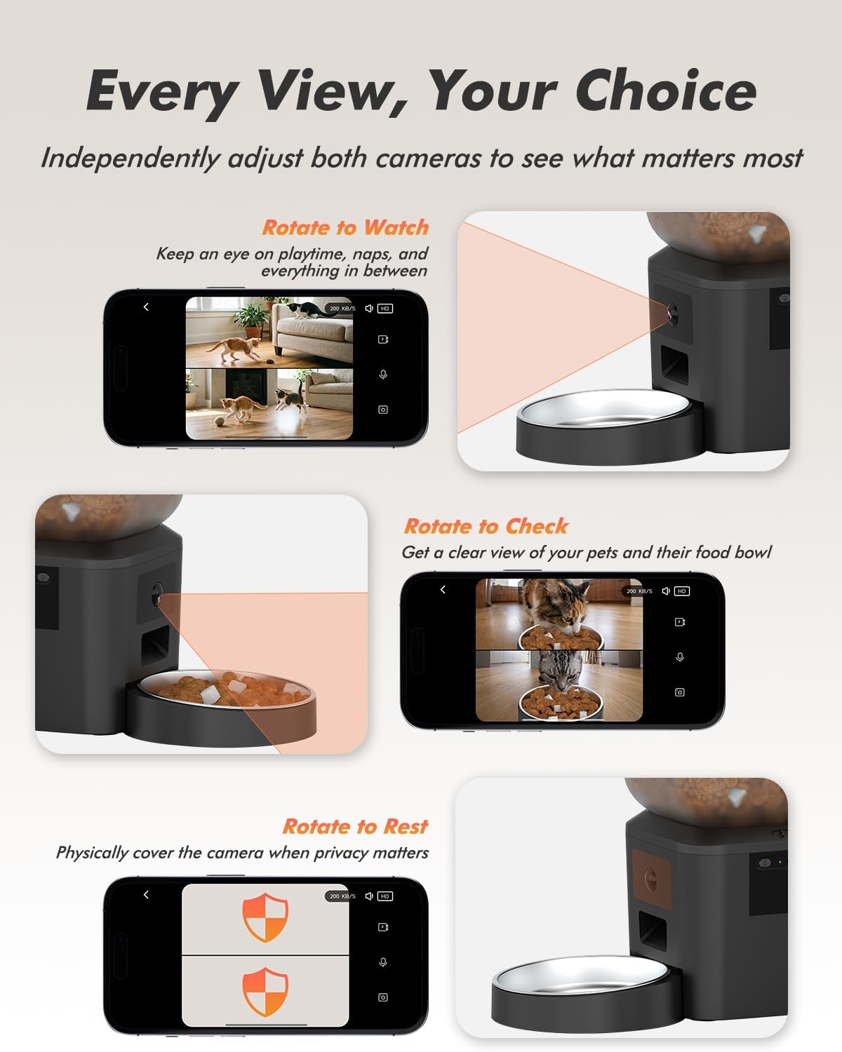 Automatic Dog Feeder - 8L/34 Cups Large Capacity Automatic Cat Food Dispenser with LCD Screen, Large Food Tray, Battery Operated, Timed Cat Feeder, Up to 50 Portions 6 Meals Per Day, Keeps Fresh