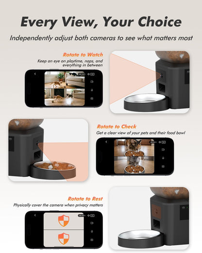 Automatic Dog Feeder - 8L/34 Cups Large Capacity Automatic Cat Food Dispenser with LCD Screen, Large Food Tray, Battery Operated, Timed Cat Feeder, Up to 50 Portions 6 Meals Per Day, Keeps Fresh