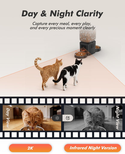 Automatic Dog Feeder - 8L/34 Cups Large Capacity Automatic Cat Food Dispenser with LCD Screen, Large Food Tray, Battery Operated, Timed Cat Feeder, Up to 50 Portions 6 Meals Per Day, Keeps Fresh